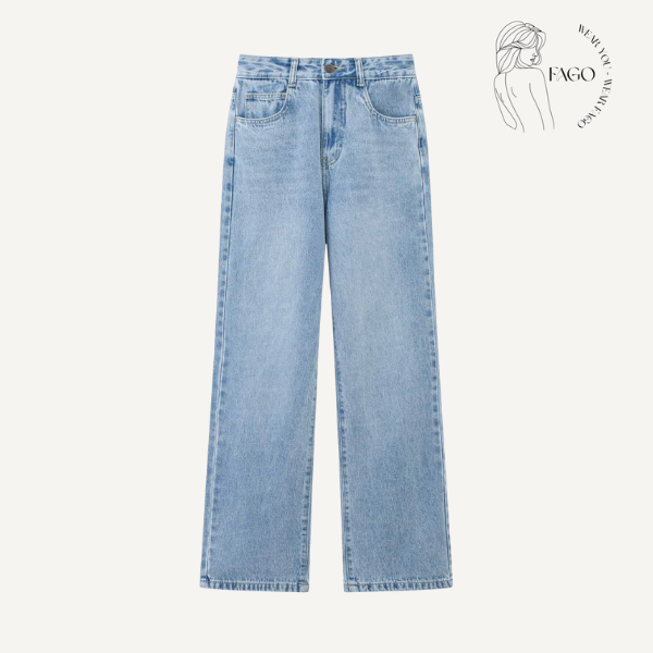 Quần jeans xanh nhạt basic cá tính 