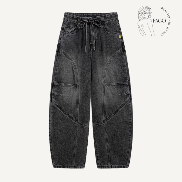 Quần jeans túi hộp đen wash cá tính 