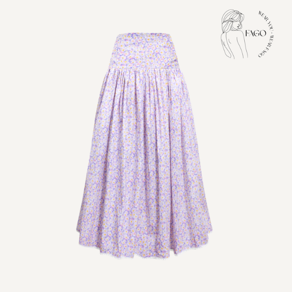 Chân váy hoa tím dáng xòe trẻ trung 