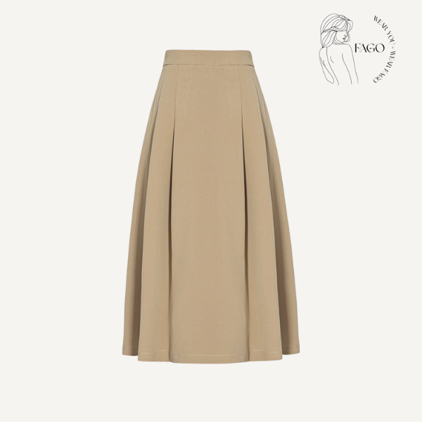 Chân váy xòe nâu cà phê sữa thanh lịch