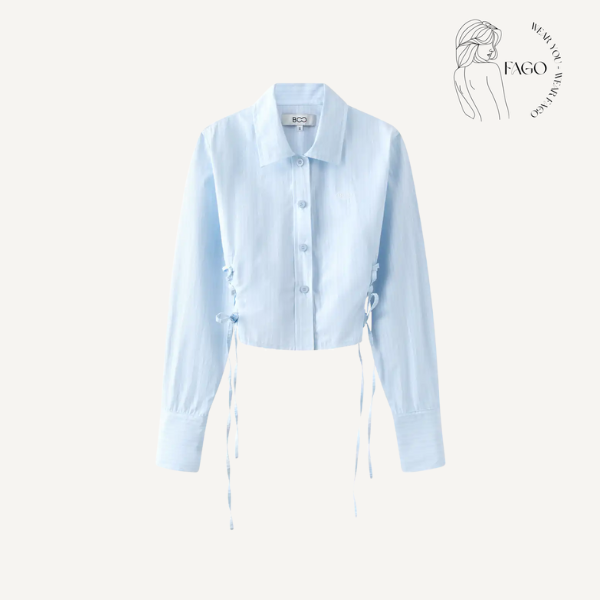 Áo sơ mi croptop dây rút trẻ trung thanh lịch-M