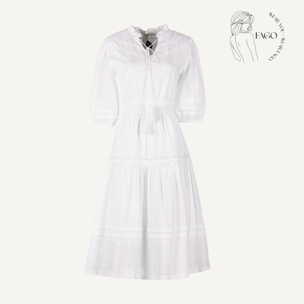 Đầm Trắng Boho Tay Lỡ Nhẹ Nhàng Thanh Lịch-L